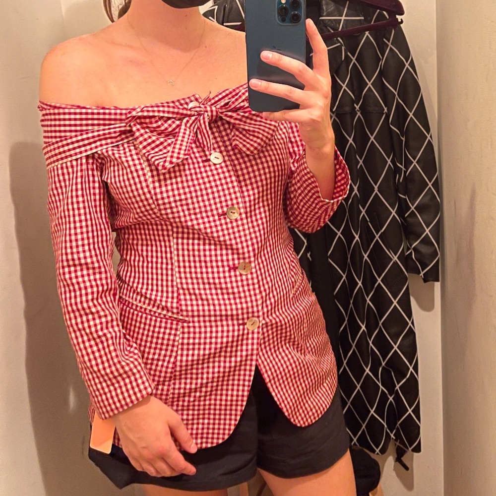 Jean Paul Gaultier gingham printed jacket style top